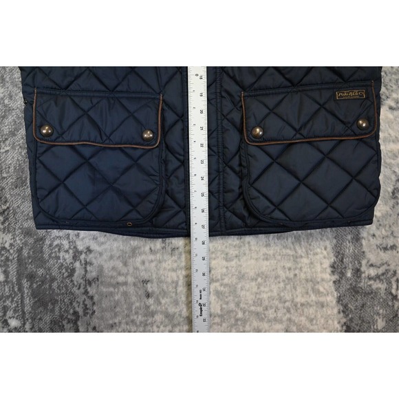 Vintage Polo Ralph Lauren Blue Quilted Corduroy Collar Full Zip Vest Jacket L - Picture 6 of 7